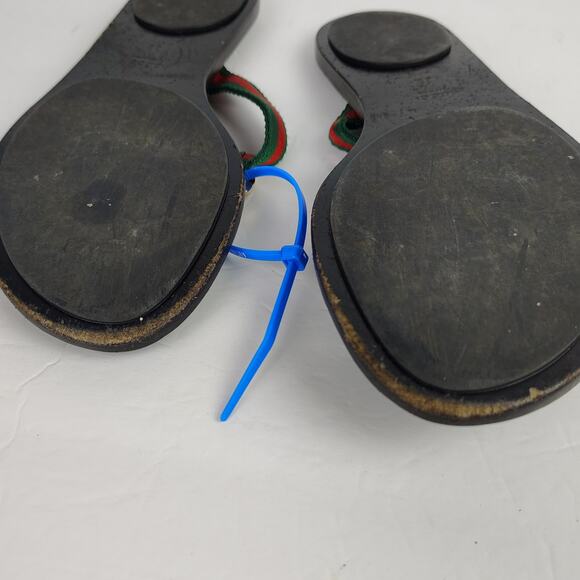 Gucci Interlocking GG Thong Sandal EU 38 Black Leather Flat Flip Flop Slide - Picture 9 of 15